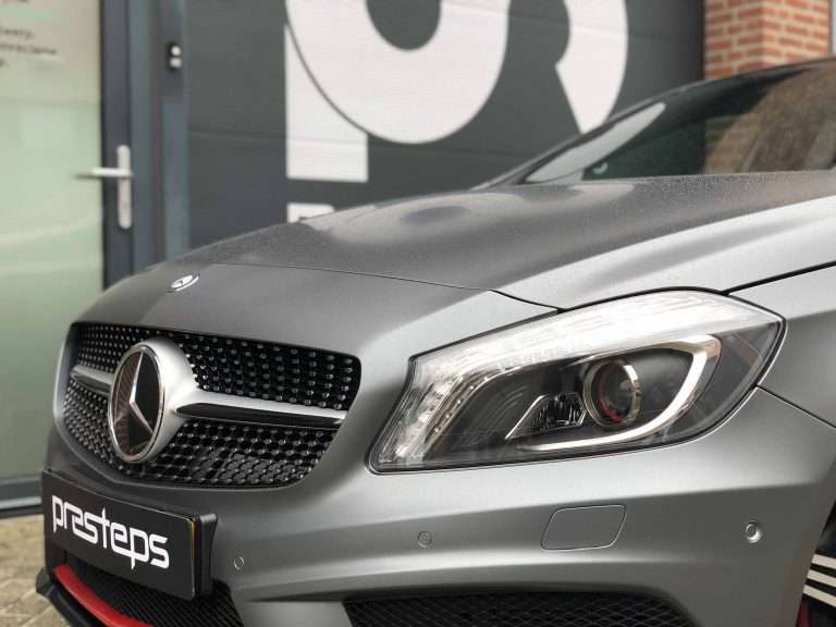 Carwrap Mercedes A-klasse in satin selenite grey
